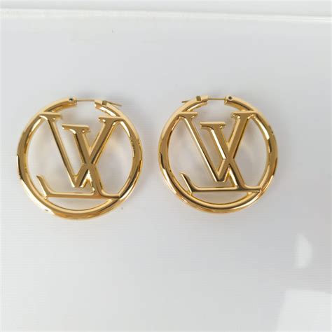 louis vuitton lv iconic earrings|louis vuitton hoop earrings poshmark.